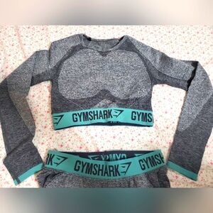 Gymshark long sleeve workout set- gray/teal